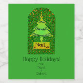 Personalisierter keltischer Weihnachtsbaum Weinetikett (Einzelnes Label)