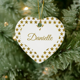 Personalisierter Keramikschmuck Gold Glitter Stern Keramik Ornament