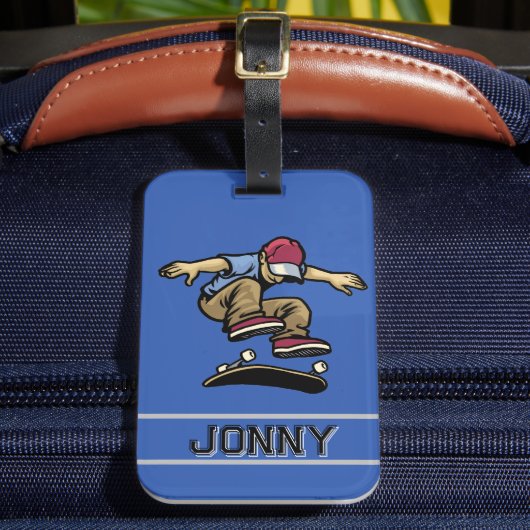 Personalisierter Kids Kick Flip Gepäckanhänger (Vorderseite Insitu 2)