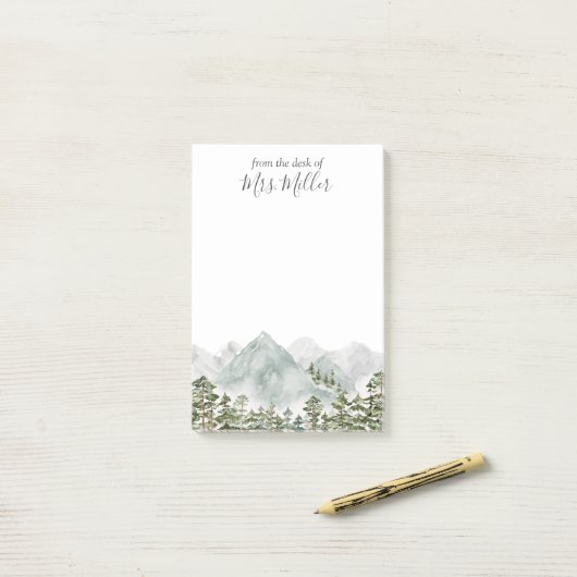Personalisierter Kiefernwald und -gebirge Post-it Klebezettel (Auf Schreibtisch)