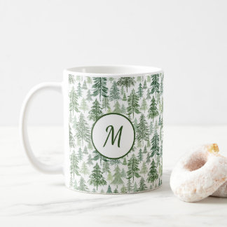 Personalisierter Kiefernwald-Weihnachten Kaffeetasse