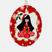 Personalisierter Kimono-Mädchen-WeihnachtsCartoon Keramikornament (Rechts)
