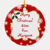 Personalisierter Kimono-Mädchen-WeihnachtsCartoon Keramikornament (Hinten)