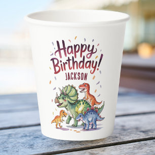 Personalisierter Kinder-Dinosaurier-Geburtstag Pappbecher