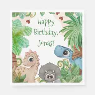 Personalisierter Kinder-Dinosaurier-Geburtstag Serviette
