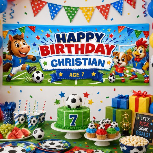 Personalisierter Kinder-Fußball-Geburtstag Banner