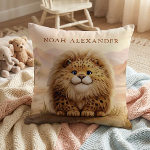 Personalisierter Kinder-Safari-Süßer Fluffiger Leo Kissen