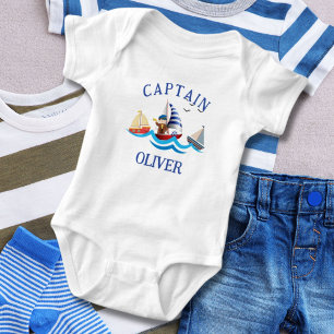 Personalisierter Kinder-Schiffs Kapitän Baby Strampler