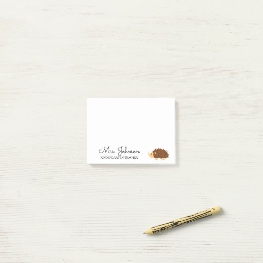 Personalisierter Kindergartenlehrer Igel Post-it Klebezettel (Auf Schreibtisch)