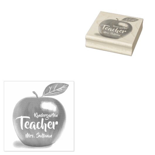 Personalisierter Kindergartenlehrer Red Apple Gummistempel (Stempel)