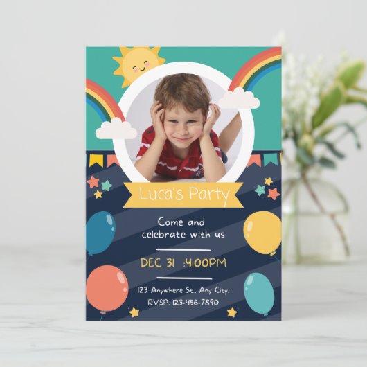 Personalisierter Kindergeburtstag Einladung (Stehend Vorderseite)