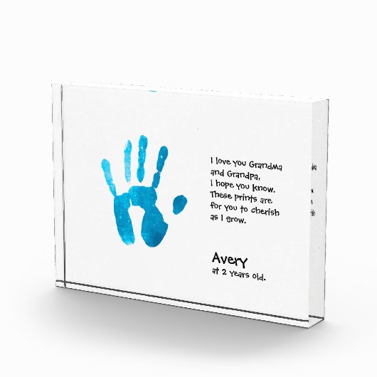 Personalisierter Kinderhanddruck für Oma Fotoblock (Rechts)