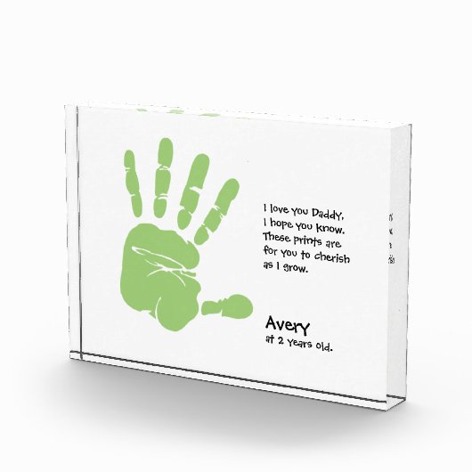 Personalisierter Kinderhanddruck mit Gedicht für V Fotoblock (Rechts)