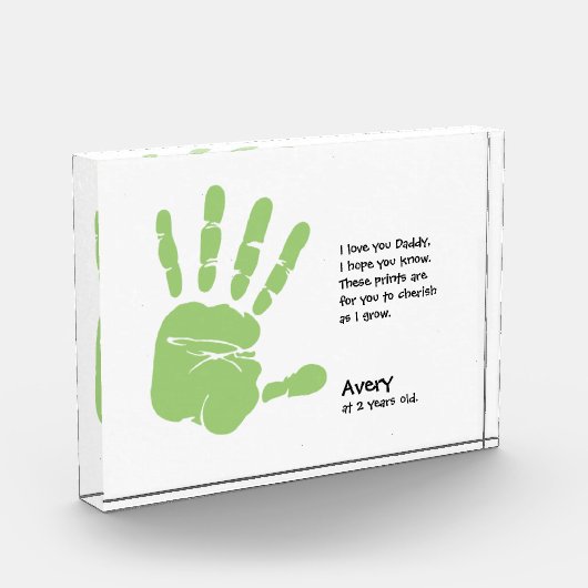 Personalisierter Kinderhanddruck mit Gedicht für V Fotoblock (Links)