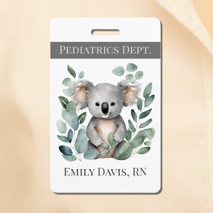 Personalisierter Kinderkrankenschwester-Name Koala Ausweis