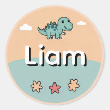 Personalisierter Kindername-Aufkleber – Süßer Dino