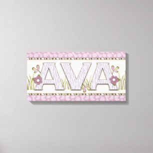 Personalisierter Kinderzimmer Name Art Lila Jungle Leinwanddruck