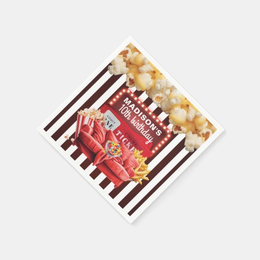Personalisierter Kinoabend Geburtstag Serviette (Ecke)