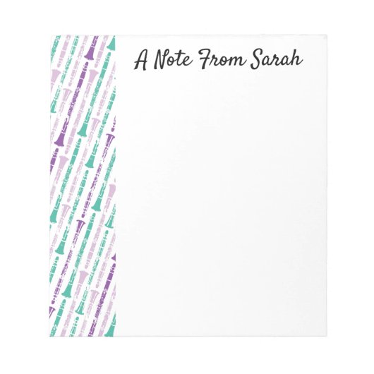 Personalisierter Klarinettenspielertitel Notizblock (Vorderseite)