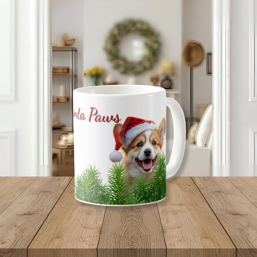 Personalisierter Klassiker-Mug – Santa Paws Corgi  Kaffeetasse