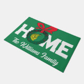 Personalisierter Klassiker | Weihnachtskranz Fußmatte (Schrägansicht)