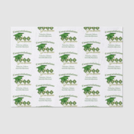 Personalisierter klassischer Abschluss Grün & Gold Seidenpapier