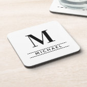 Personalisierter klassischer Blk Monogram Starfish Getränkeuntersetzer (Linke Seite)