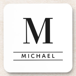 Personalisierter klassischer Blk Monogram Starfish Getränkeuntersetzer