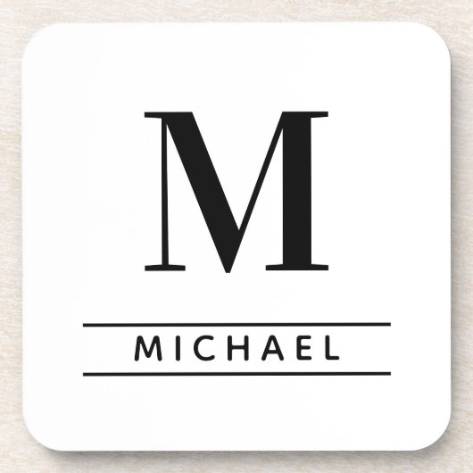 Personalisierter klassischer Blk Monogram Starfish Getränkeuntersetzer (Vorderseite)