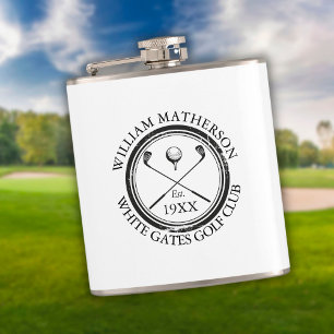 Personalisierter klassischer Golfclub-Name Flachmann