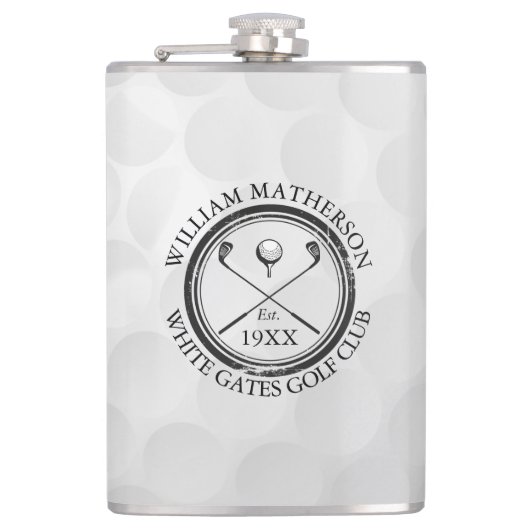 Personalisierter klassischer Golfclub-Name Flachmann (Vorderseite)