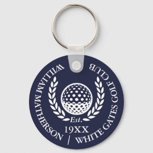 Personalisierter klassischer Golfclub-Name Navy Bl Schlüsselanhänger