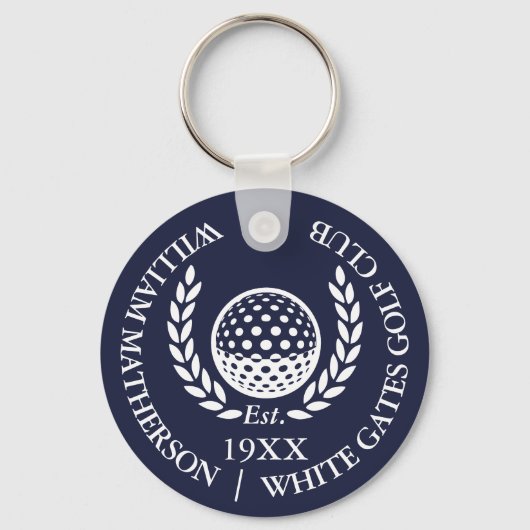Personalisierter klassischer Golfclub-Name Navy Bl Schlüsselanhänger (Vorderseite)