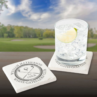 Personalisierter klassischer Golfclub-Name Steinuntersetzer