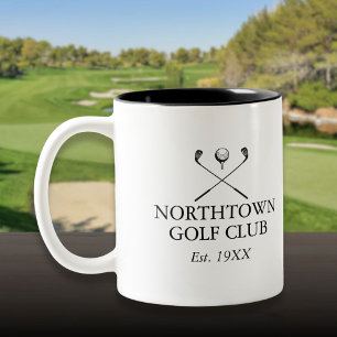 Personalisierter klassischer Golfclub-Name Zweifarbige Tasse