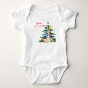 Personalisierter klassischer Hase erstes Weihnacht Baby Strampler