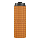 Personalisierter Klassischer Kürbis Herbst Gingham Thermosbecher (Vorderseite)