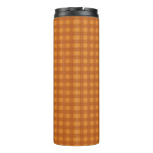 Personalisierter Klassischer Kürbis Herbst Gingham Thermosbecher (Rückseite)