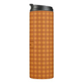 Personalisierter Klassischer Kürbis Herbst Gingham Thermosbecher (Nach rechts gedreht)