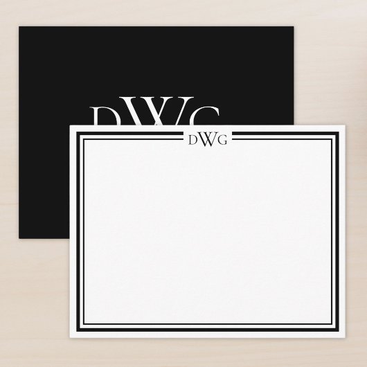 Personalisierter Klassischer Monogramm-Initial-Nam Mitteilungskarte