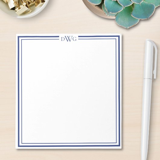 Personalisierter klassischer Monogramm-Initial-Nam Notizblock