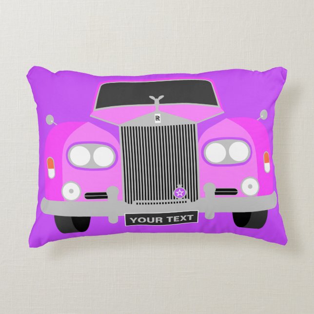 Personalisierter klassischer Pink-Limousine-Wagen Zierkissen (Vorderseite)