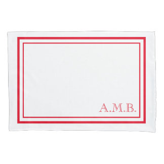 Personalisierter Klassischer Roter Monogramm-Stand Kissenbezug