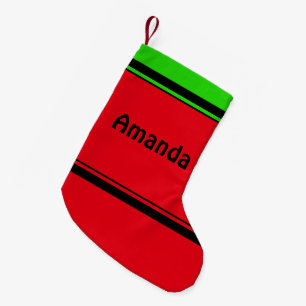 Personalisierter, klassischer, roter schwarzer Str Kleiner Weihnachtsstrumpf