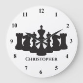 Personalisierter klassischer Schachschnitt King Große Wanduhr (Vorderseite)