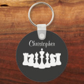 Personalisierter klassischer Schachschnitt King Schlüsselanhänger (Vorderseite)