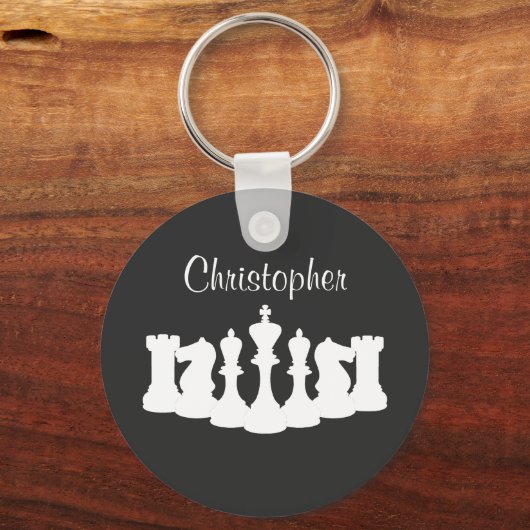 Personalisierter klassischer Schachschnitt King Schlüsselanhänger (Vorderseite)