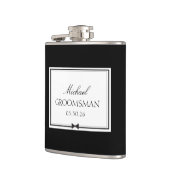 Personalisierter klassischer Simple Bowtie Trauzeu Flachmann (Links)