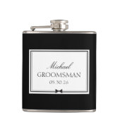 Personalisierter klassischer Simple Bowtie Trauzeu Flachmann (Vorderseite)