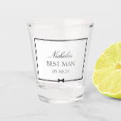 Personalisierter klassischer Simple Bowtie Trauzeu Schnapsglas (Vorderseite)